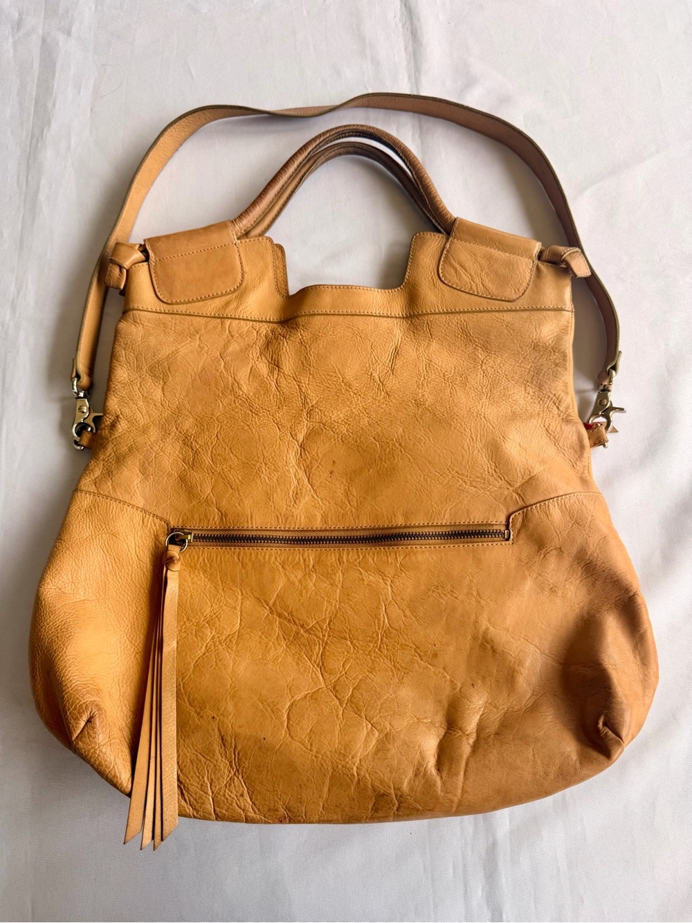 Foley + Corinna Mid City Cognac Leather Large Foldover Tote